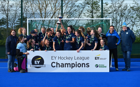 UCD Ladies Hockey lift the EYHL trophy